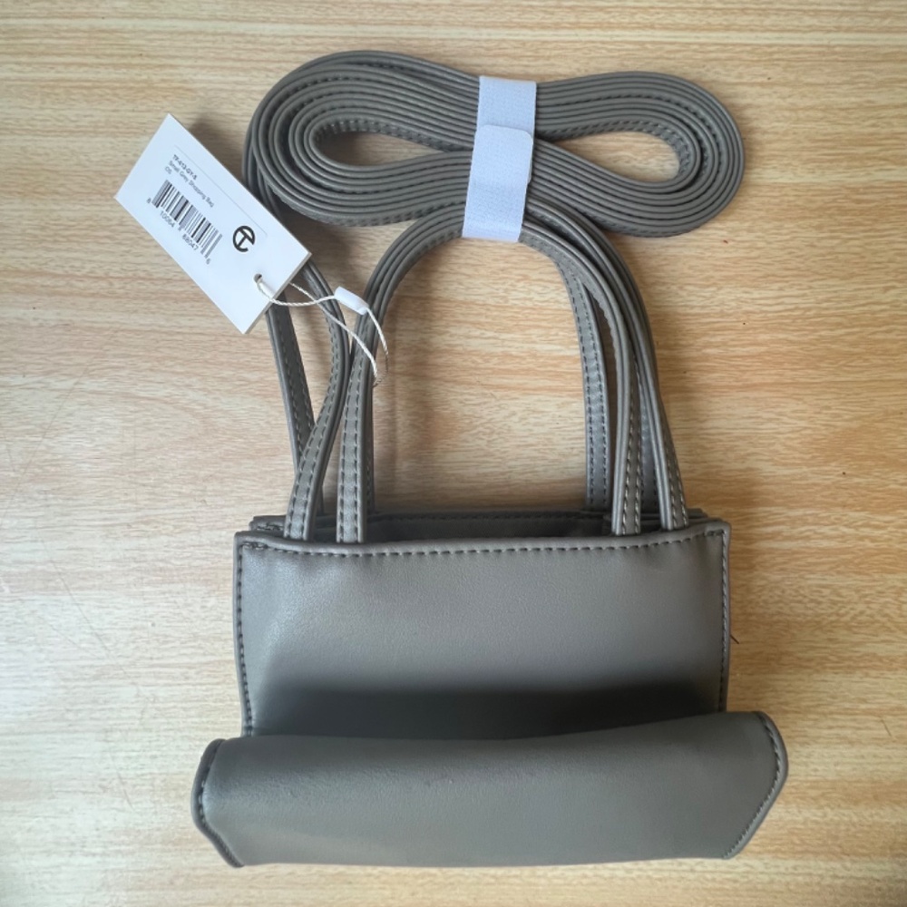 Telfar Small Shopping Bag Double Strap Crossbody Vegan Leather Gray NWT - Picture 3 of 10